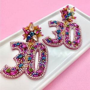 *WORN ONCE AND SANITIZED** 30 birthday earrings